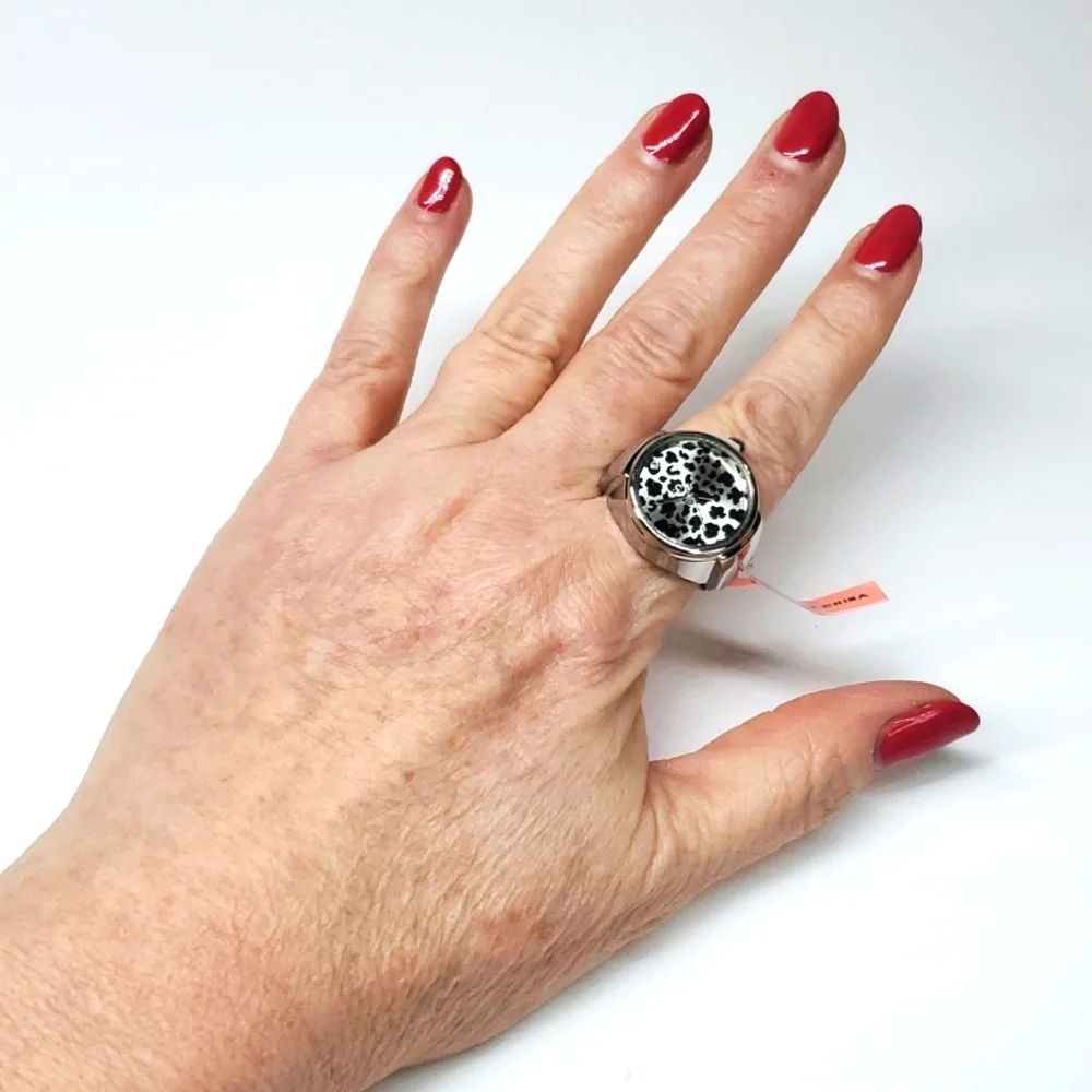 Strada Austrian Crystal Japanese Movement Leopard Ring Watch Stainless Steel
